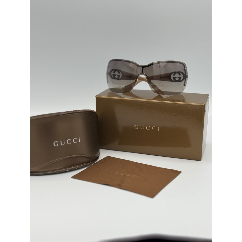 GUCCI GG 2797/S Rimless Shield Wrap Oversized Sunglasses W/ A Case, Pouch Italy